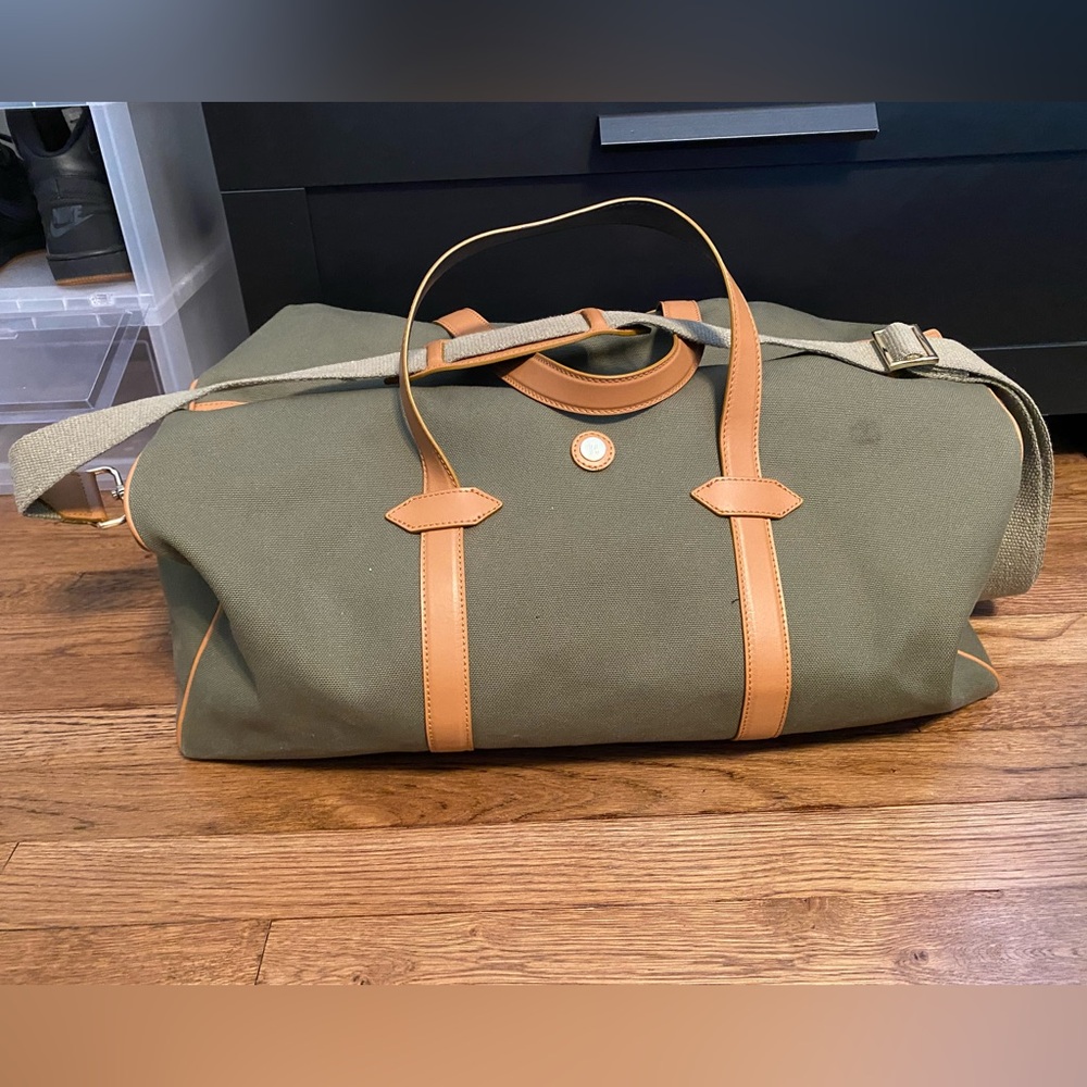 Green and Tan Paravel Travel Bag
